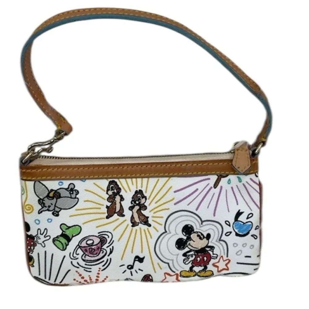 Dooney & Bourke Disney Sketch Mickey Mouse Dumbo Chip Dale Wristlet Shoulder Bag